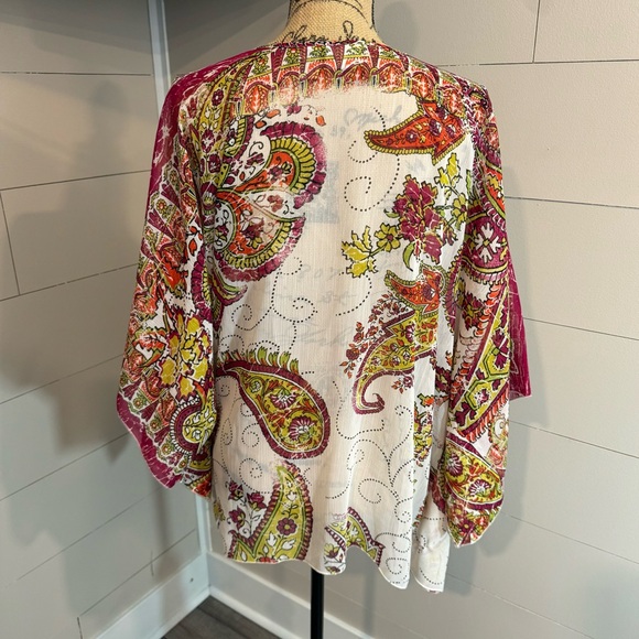 Chico's Paisley Open Front Kaftan Kimono M/L - Picture 3 of 6